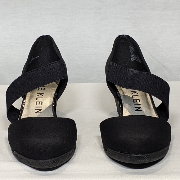 NEW Anne Klein Tara Strap d'Orsay Wedge Sz 6.5 black - Picture 3 of 4